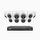 H800 - 4K 16 Kanal PoE Überwachungskamera-Set mit 10 Kameras, Farbe & IR Nachtsicht, Personen- und Fahrzeugerkennung, Eingebautes Mikrofon, 96° Sichtfeld, Unterstützt RTSP